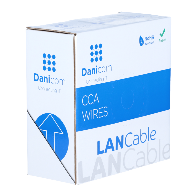 CAT6 SF/UTP 50m kabel op rol soepel grijs CCA