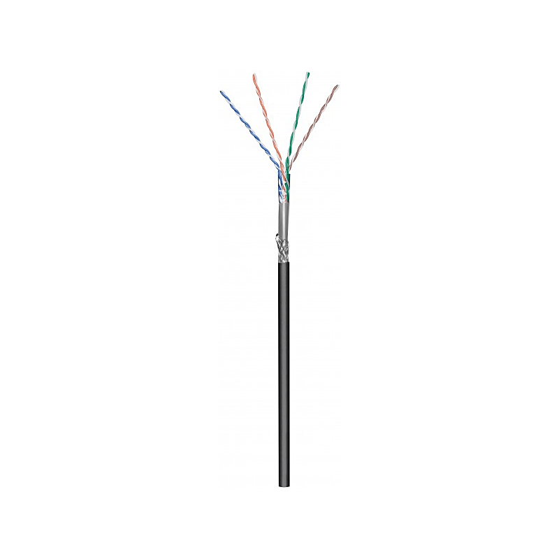 CAT6 SF/UTP 50m buitenkabel op rol stug zwart CCA