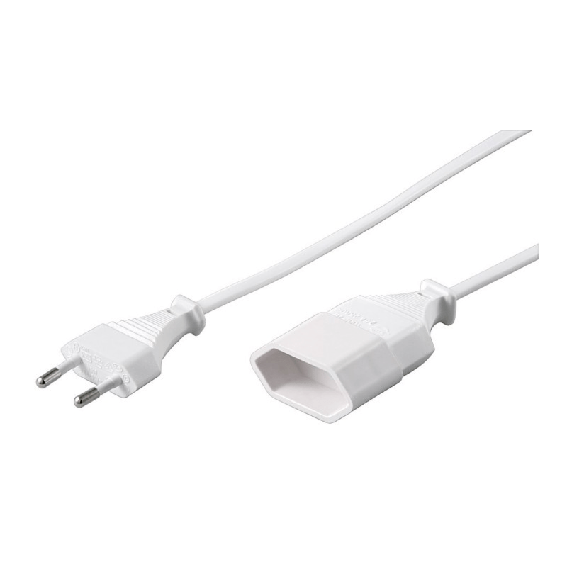 Stroom verlengkabel euro plug 5m wit