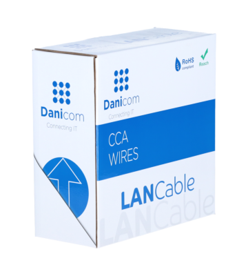 CAT5e F/UTP 50m kabel op rol soepel grijs CCA