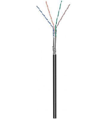 CAT6 S/FTP 305m buitenkabel op rol stug zwart CCA