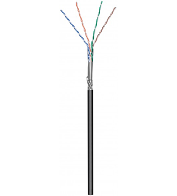 CAT6 S/FTP 100m buitenkabel op rol soepel zwart CCA