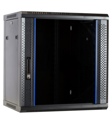 12U wandkast ongemonteerd met glazen deur 600x450x635mm (BxDxH)