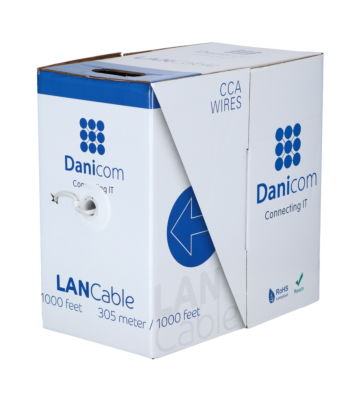 CAT5e FTP 305m kabel op rol soepel grijs CCA