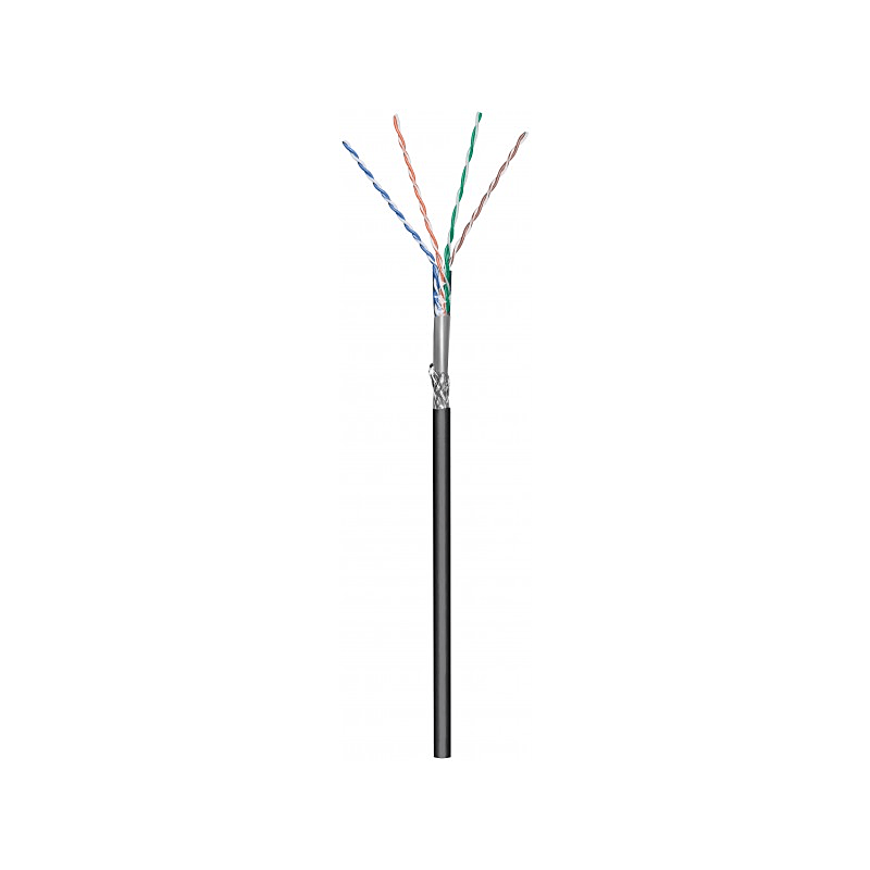 CAT6 S/FTP 50m buitenkabel op rol soepel zwart CCA