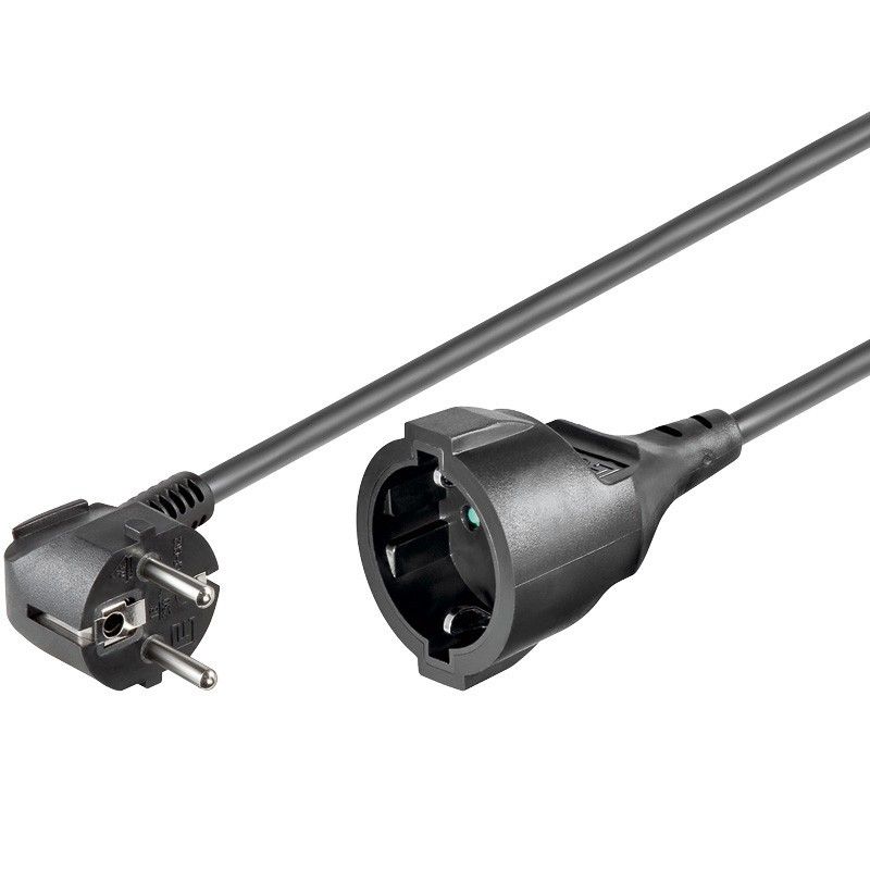 Schuko verlengsnoer 2m zwart