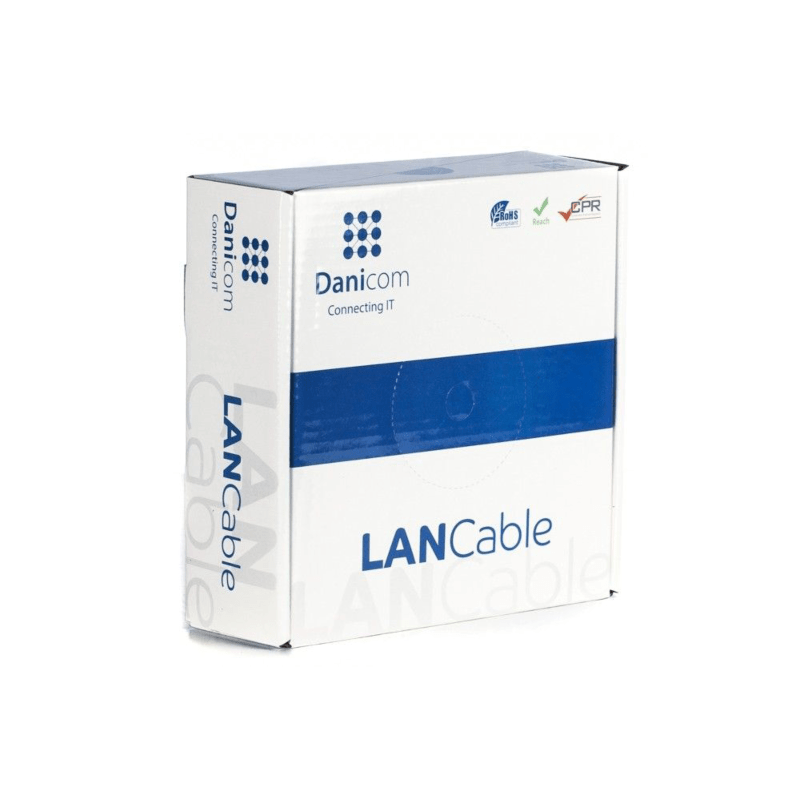 CAT6 U/UTP 50m kabel op rol stug grijs CCA