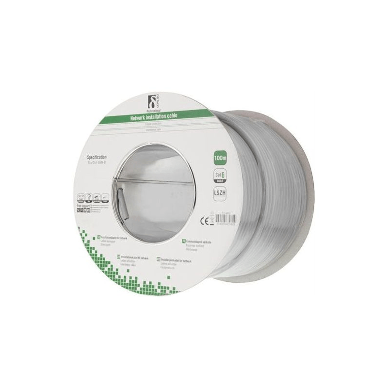 Alfaco Cat6 F/UTP 100m installatiekabel 250MHz op rol stug 100% koper LSZH (Eca)