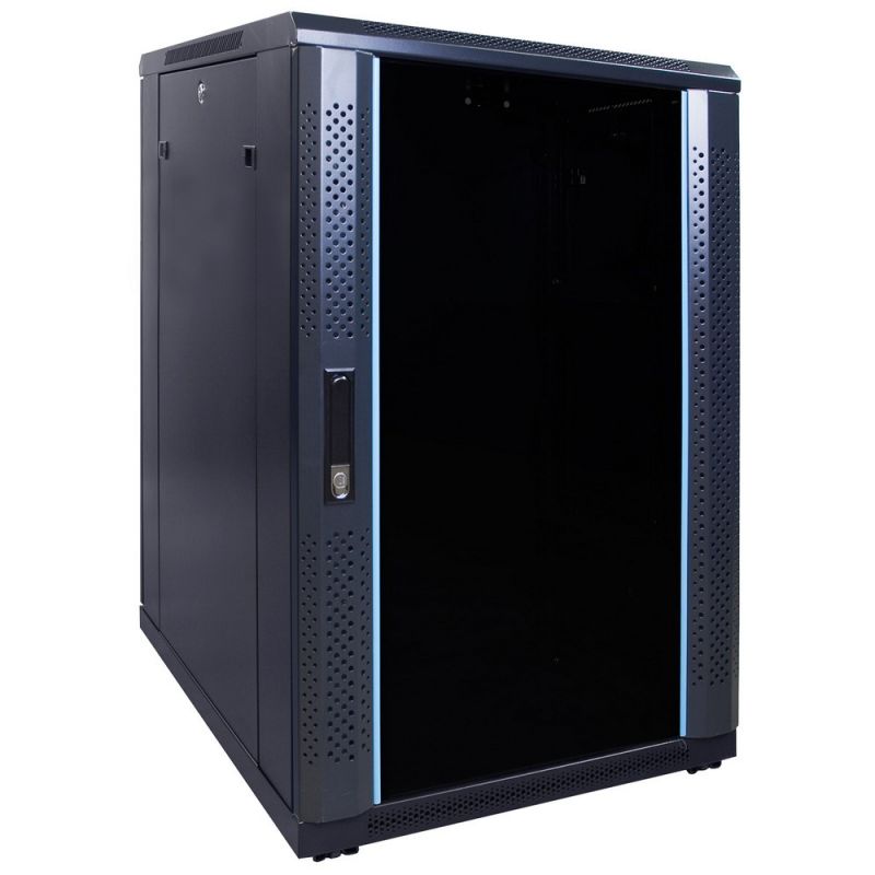 18U serverkast ongemonteerd met glazen deur 600x800x1000mm (BxDxH)