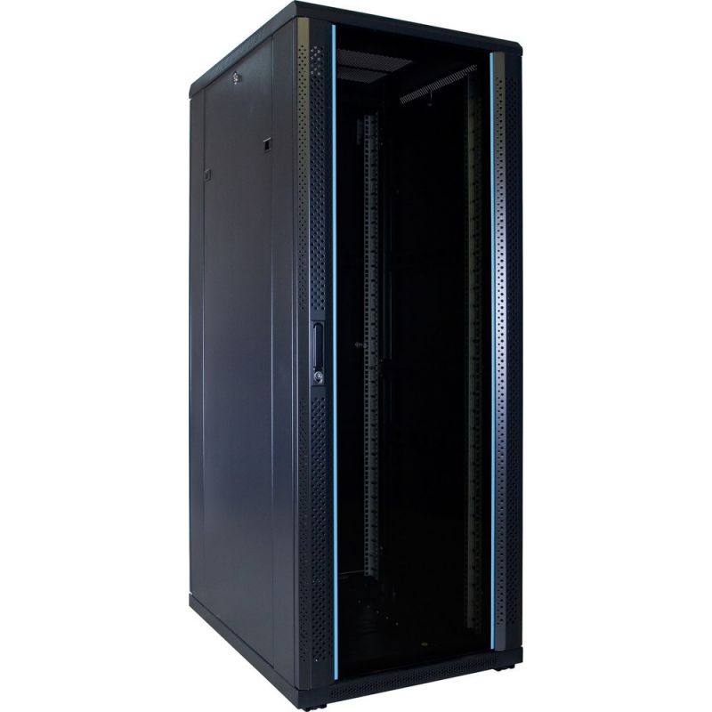 32U serverkast ongemonteerd met glazen deur 600x800x1600mm (BxDxH)