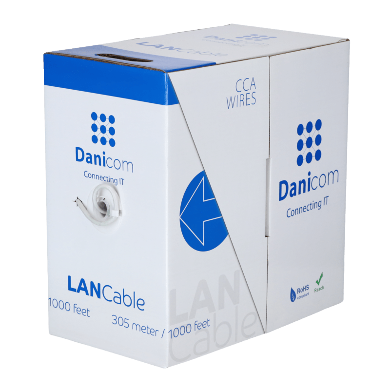 CAT6 S/FTP 305m kabel op rol soepel grijs CCA