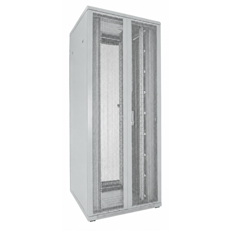 42U witte serverkast met dubbele geperforeerde voor- en achterdeuren 800x800x2000mm (BxDxH)