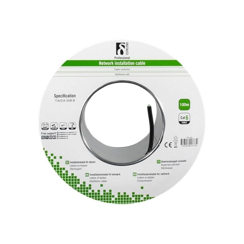 Alfaco Cat6 F/UTP 100m buitenkabel 250MHz op rol stug 100% koper LSZH (Eca)