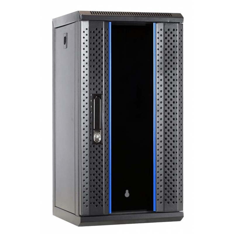 10 inch 12U serverkast met glazen deur  370x450x618mm (BxDxH)