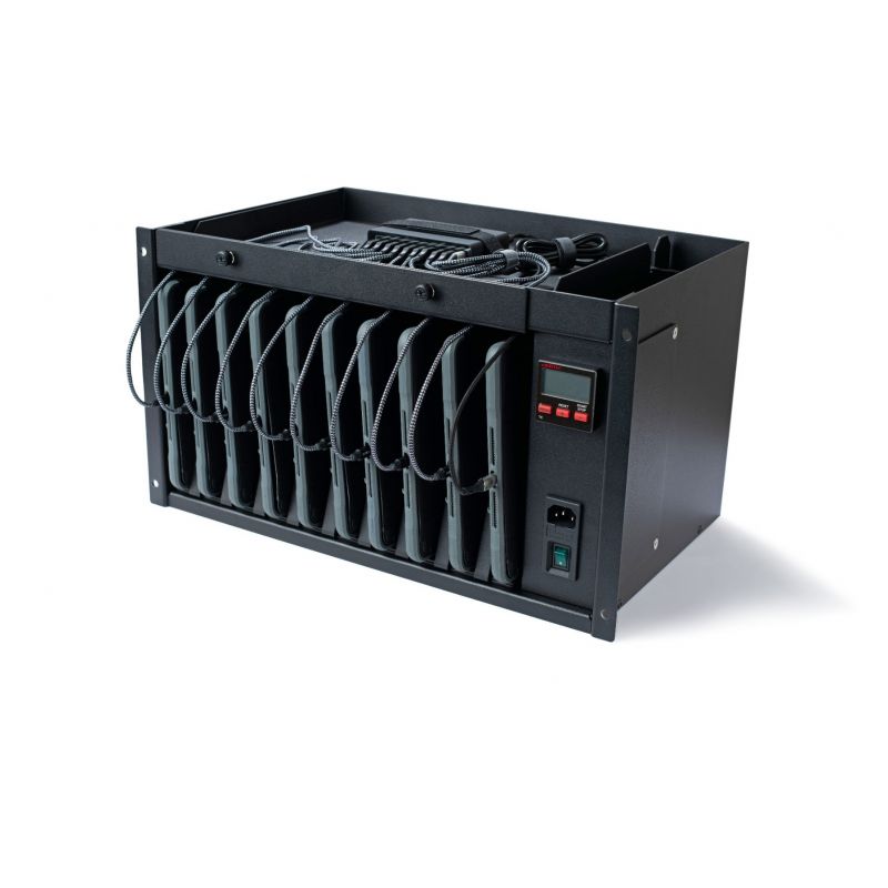 6U 19" laptopkast met scalergy-tab laptoplade voor 10 laptops tot 11"